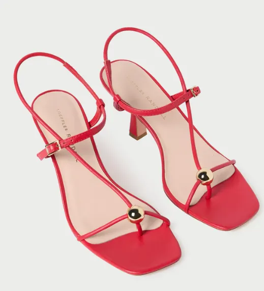 Triana Red Leather Mid Heel